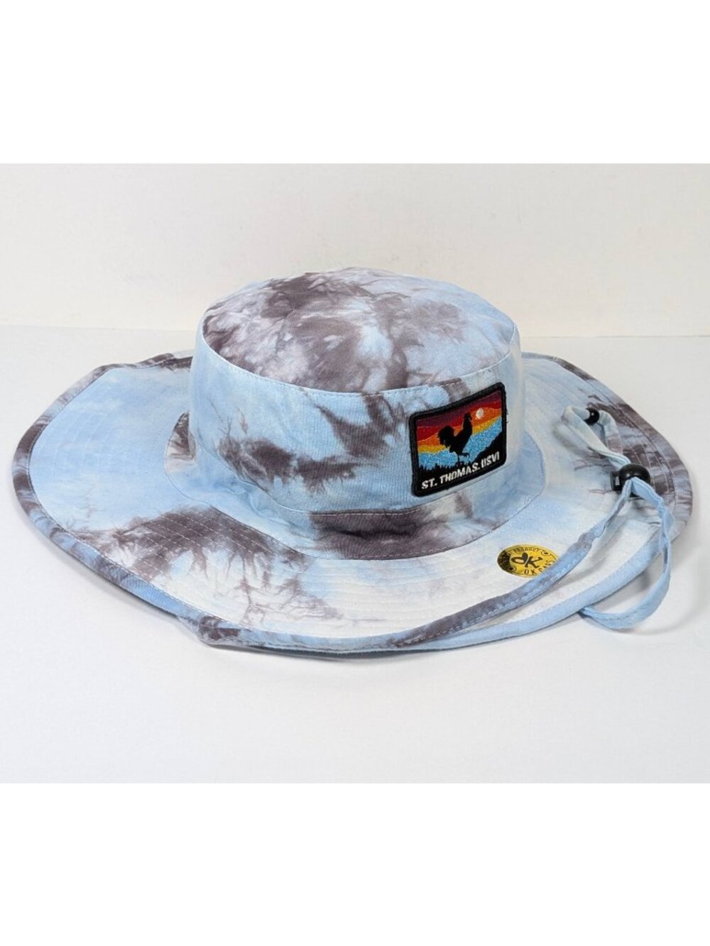 NEW St. Thomas USVI Boonie Bucket Sun Hat Cap Tie Dye Blue Adult Size L/XL